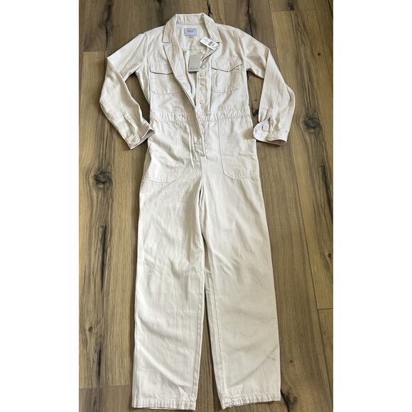 NEW Rails Dixon Jumpsuit Size Small Ivory Cream Coveralls Button Up Pockets - Picture 1 of 5